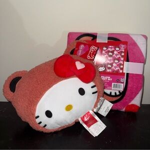 Hello Kitty Plush Pillow with Pink Blanket